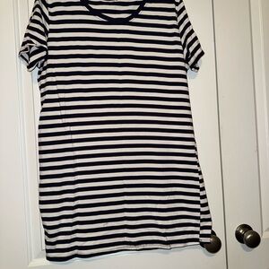 Classic Navy and White Striped Women's T-shirt Dress